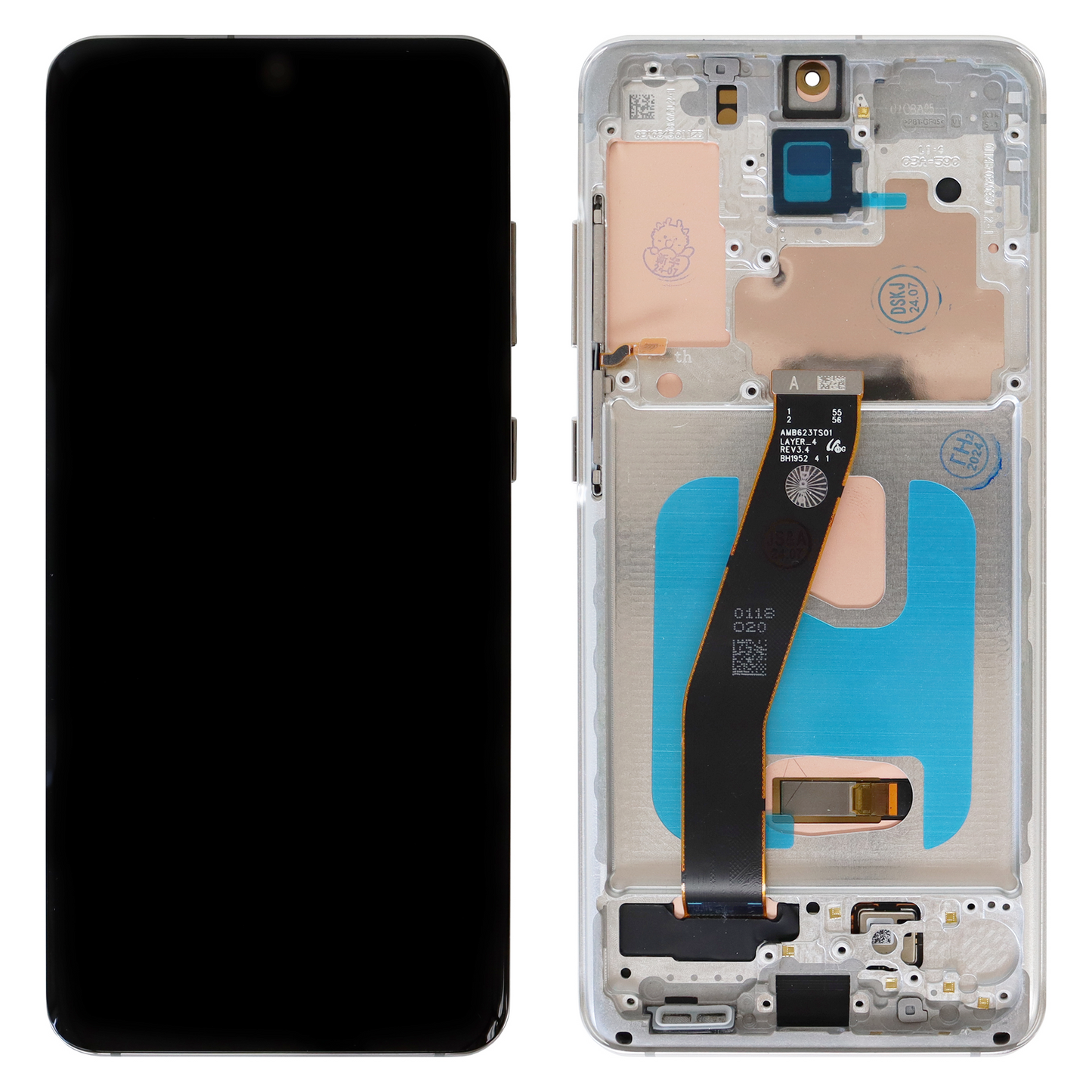 Samsung Galaxy S20 (SM-G980, SM-G981) OLED Display With Frame (White/Silver)