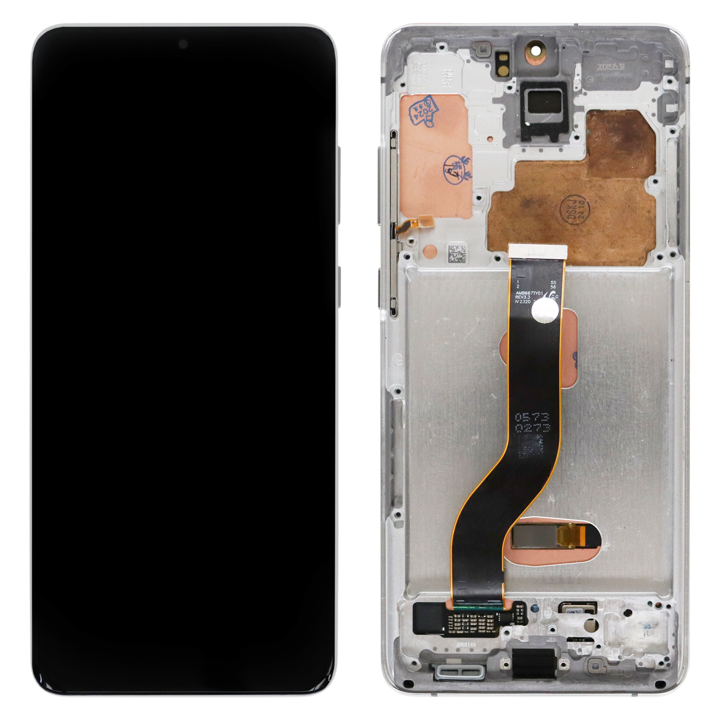 Samsung Galaxy S20 Plus (SM-G985F, SM-G985F/DS) OLED Display (Refurbished) With Frame (White/Silver)