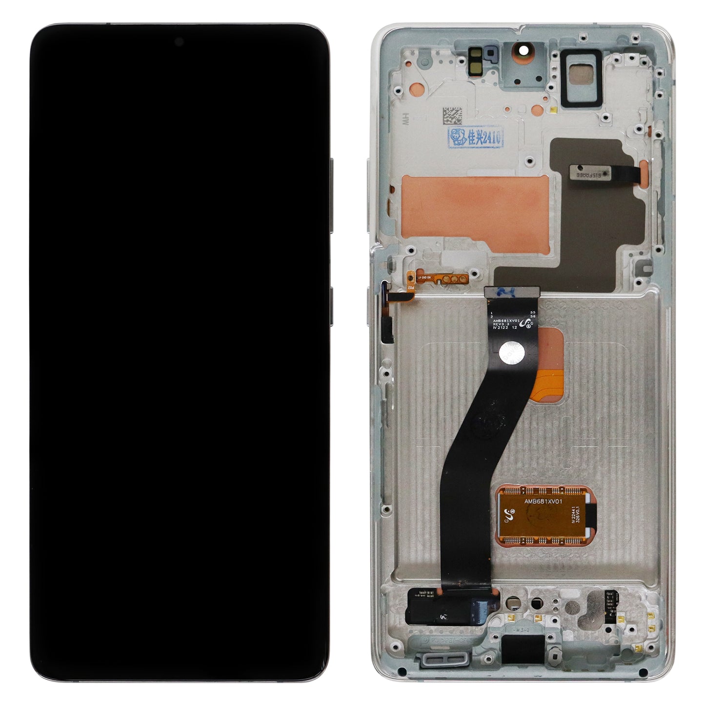 Samsung Galaxy S21 Ultra (SM-G998B, SM-G998B/DS) OLED Display with Silver Frame (Refurbished)