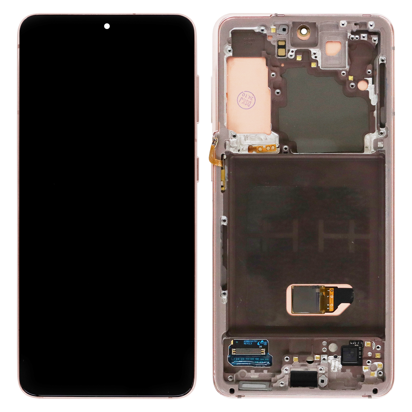Samsung Galaxy S21 (SM-G991B, SM-G991B/DS) OLED Display (Refurbished) With Frame (Pink)