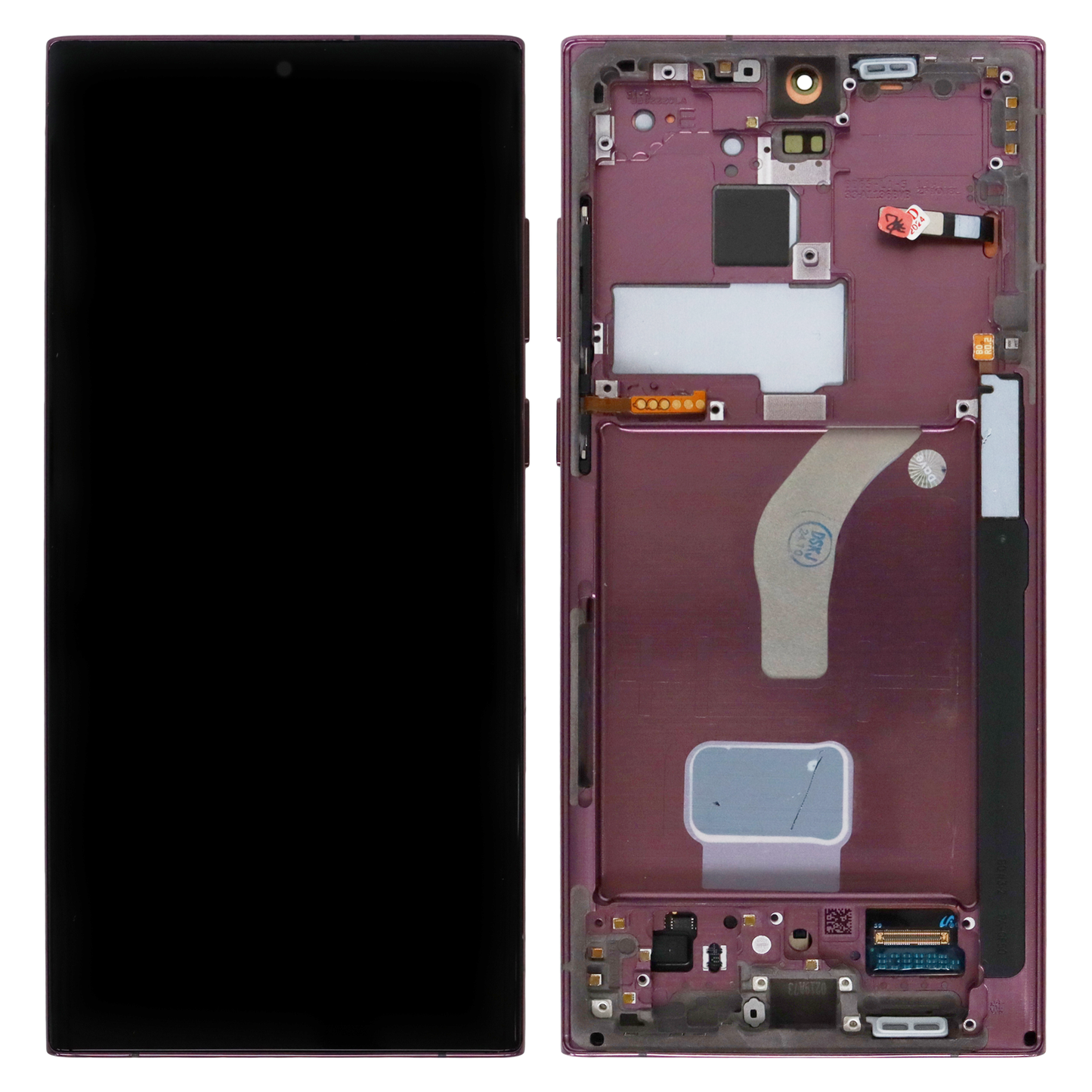 Samsung Galaxy S22 Ultra (SM-S908B, SM-S908B/DS) OLED Display with Burgundy Frame (Refurbished)