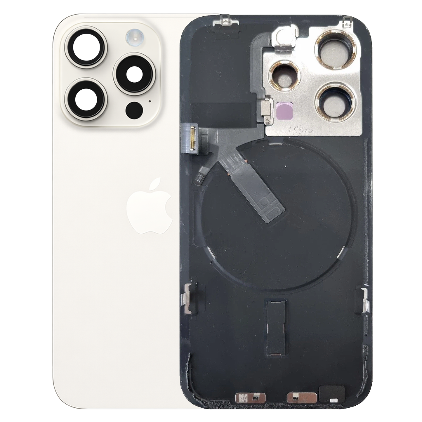 iPhone 15 Pro Back Glass with Small Parts - White Titanium (Genuine Pulled)