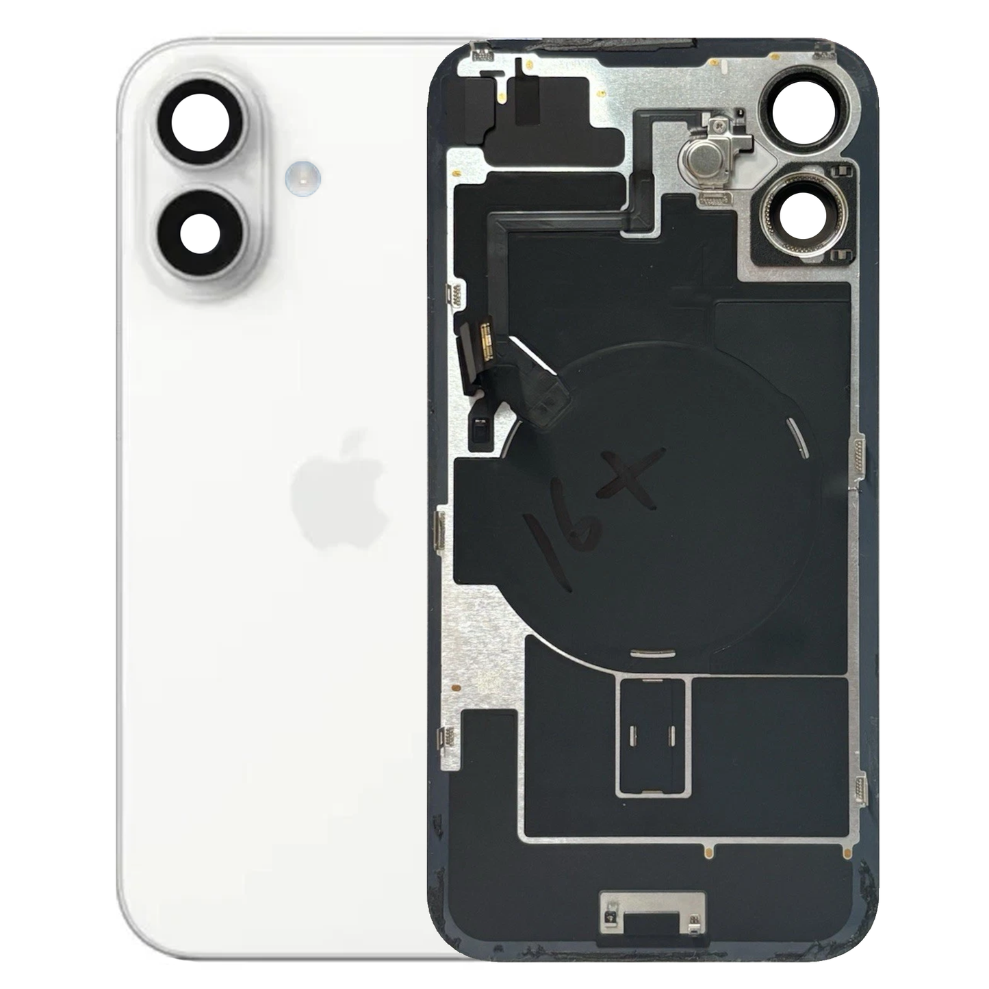 iPhone 16 Plus Back Glass with Small Parts - White (Genuine Pulled)