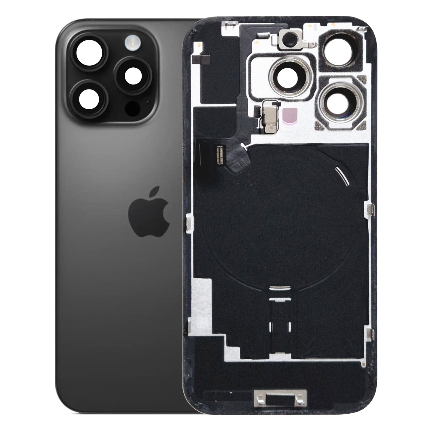 iPhone 16 Pro Back Glass with Small Parts - Black Titanium (Genuine Pulled)