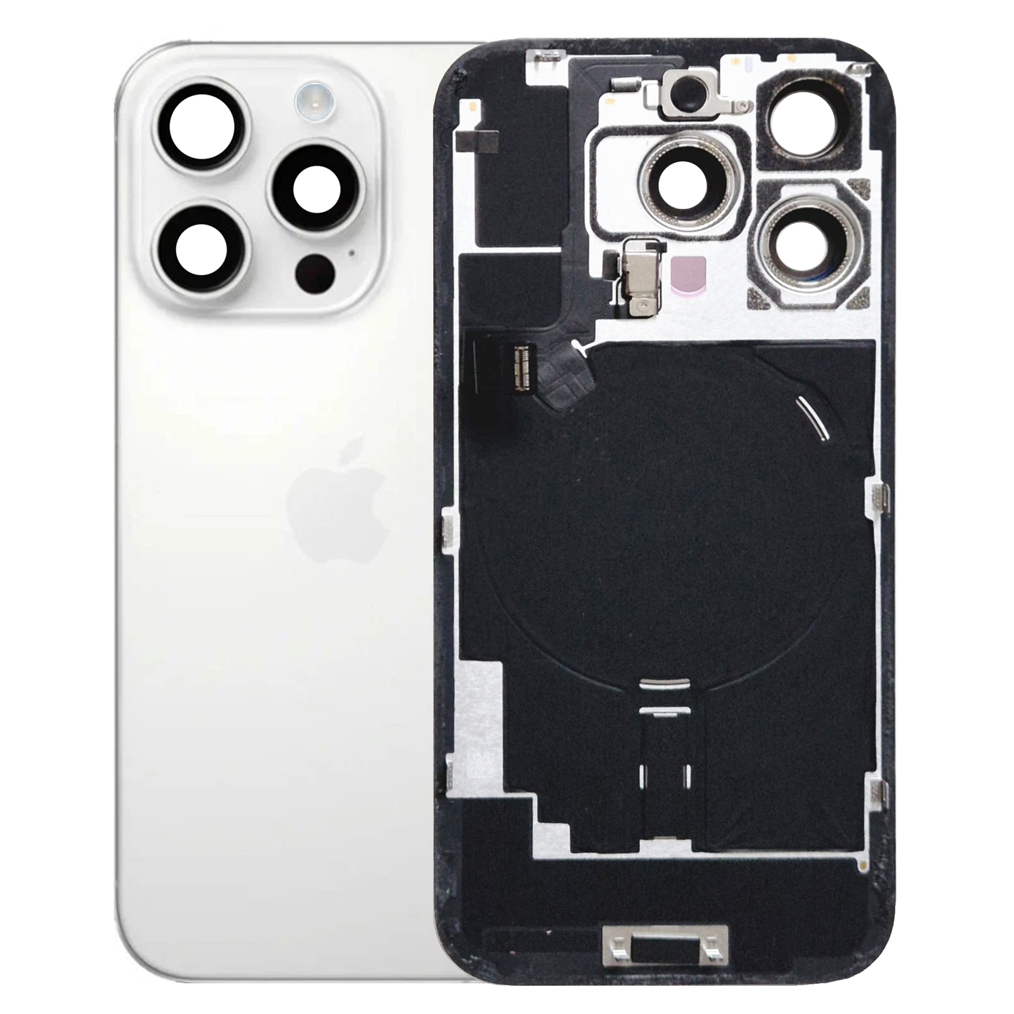 iPhone 16 Pro Back Glass with Small Parts - White Titanium (Genuine Pulled)