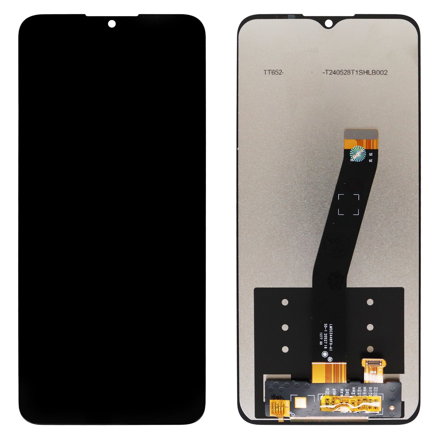 Alcatel 1S 2021 LCD display with black screen, flexible cable, adhesive