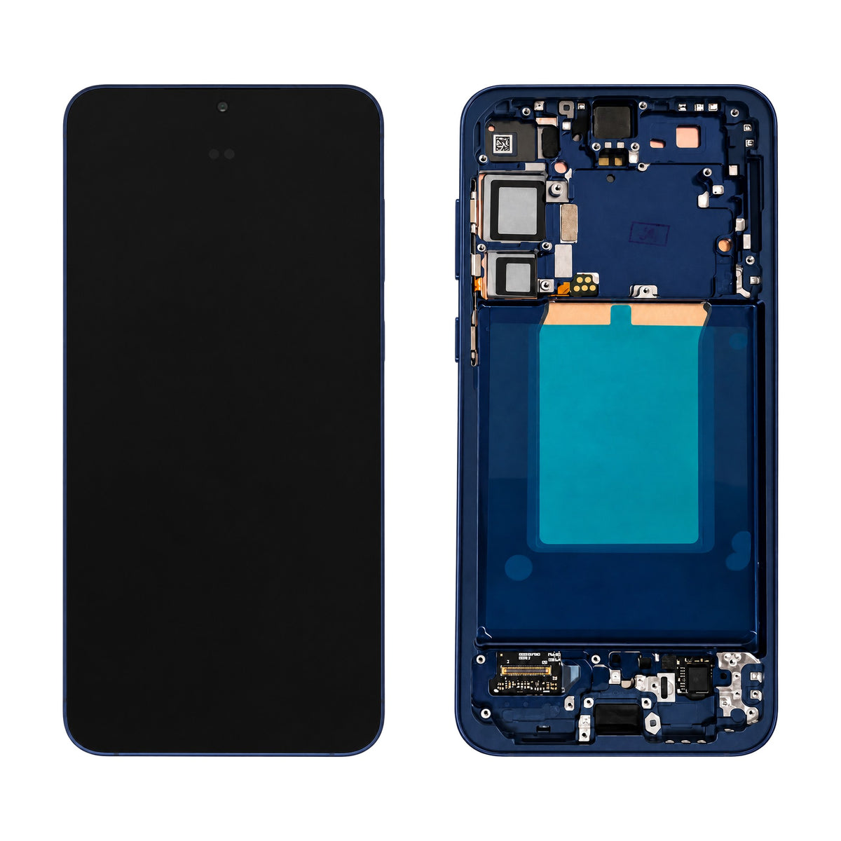 Samsung Galaxy S25 Plus SM-S936B assembled genuine OLED display with navy frame GH82-36368D - front and rear