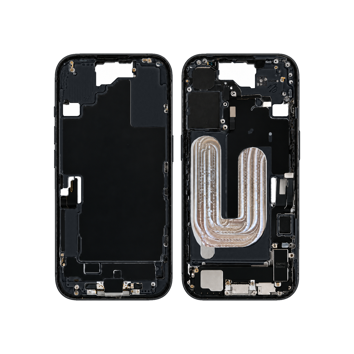 Mid-Frame Housing With Charging Port for Apple iPhone 16 (Genuine Pulled Grade A/B) - Black