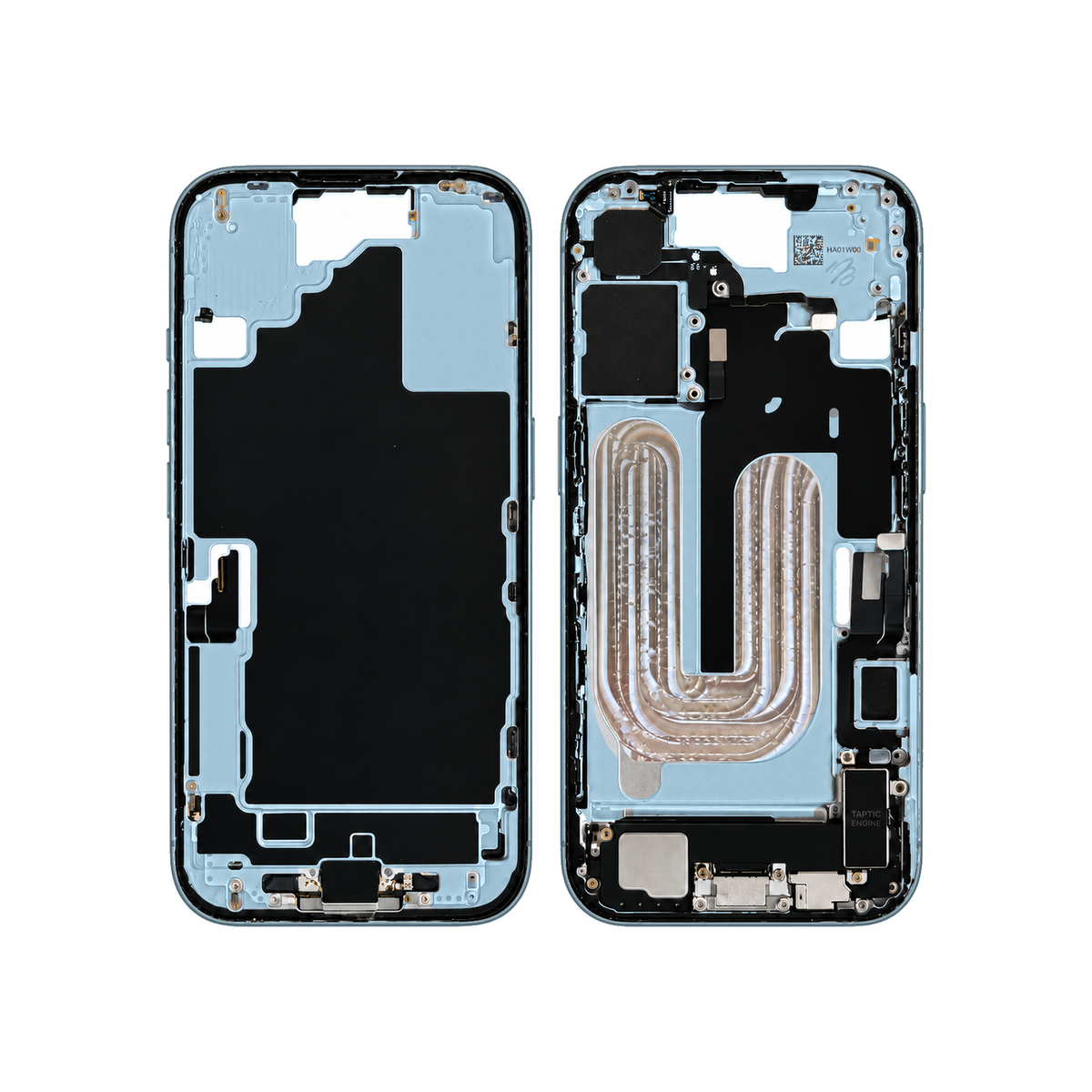 Mid-Frame Housing With Charging Port for Apple iPhone 16 (Genuine Pulled Grade A/B) - Teal