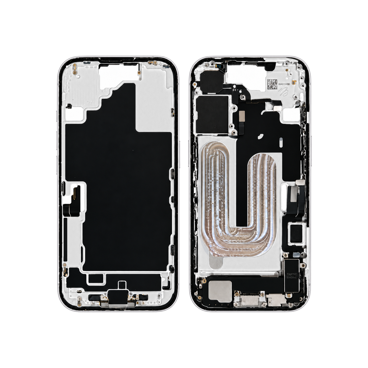 Mid-Frame Housing With Charging Port for Apple iPhone 16 (Genuine Pulled Grade A/B) - White