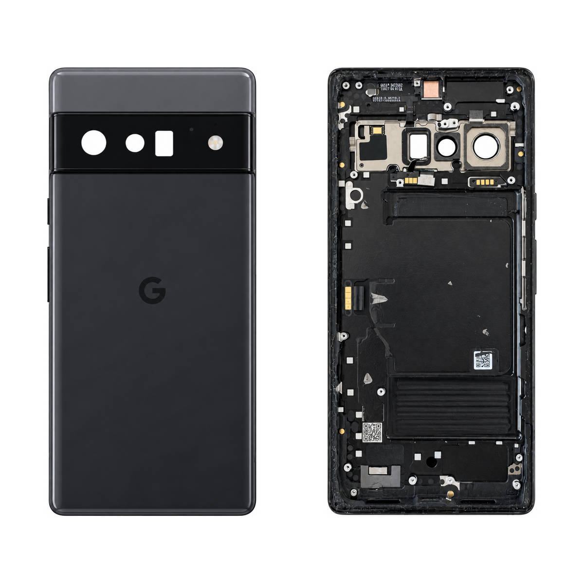 Back Glass for Google Pixel 6 Pro - Stormy Black (Genuine Pulled Grade A/B) - front and rear views
