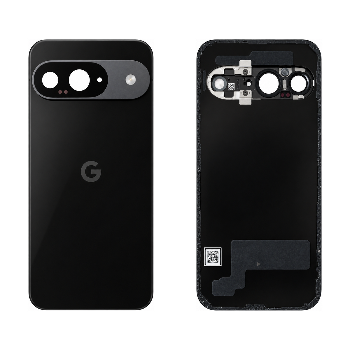 Back Glass for Google Pixel 9 - Obsidian (Genuine Pulled Grade A/B) - front and rear views