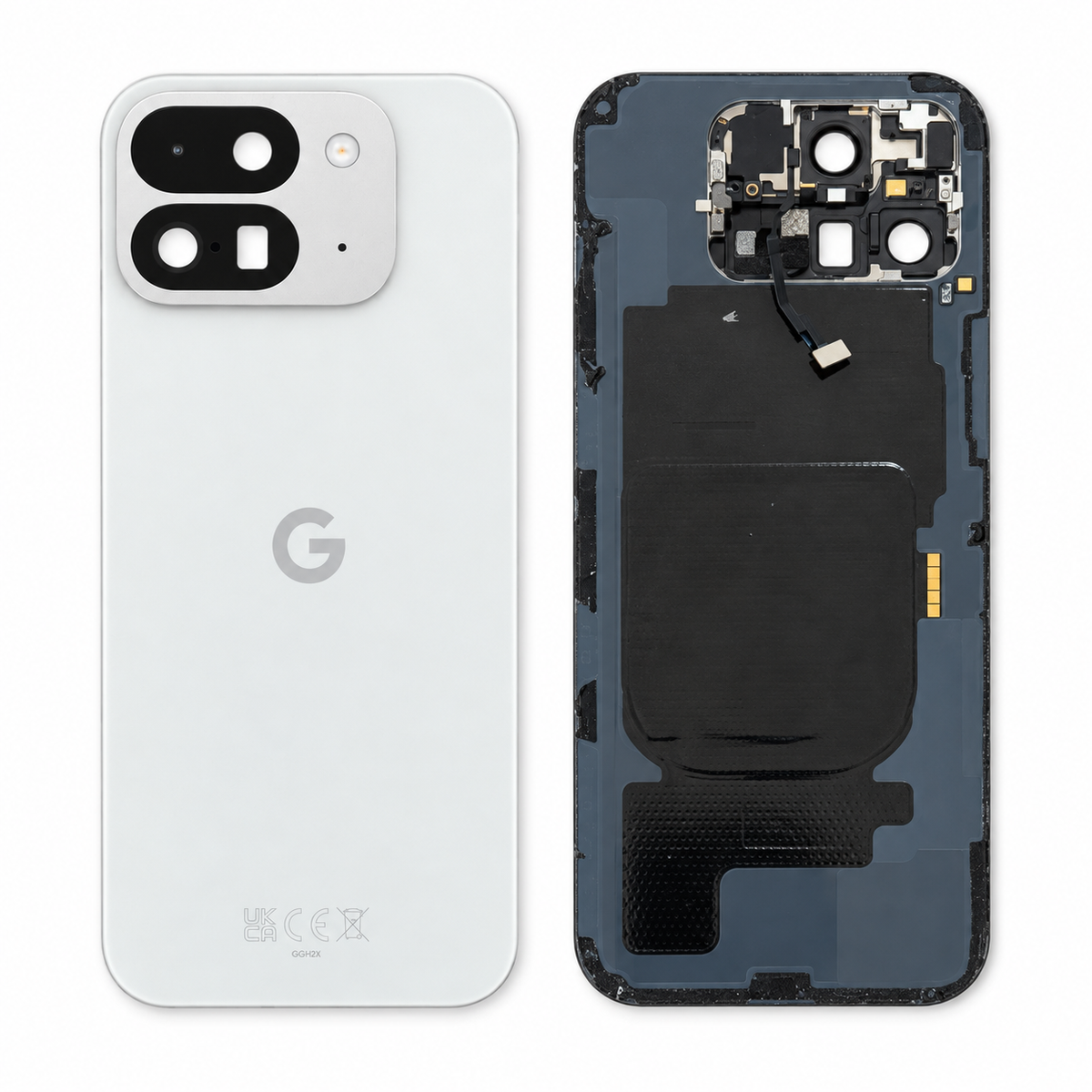 Back Glass for Google Pixel 9 Pro Fold - Porcelain (Genuine Pulled Grade A/B) - front and rear views