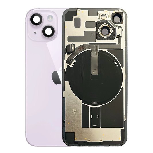 IP14-BG-PUR-PULLED - iPhone 14 Back Glass with Small Parts - Purple (Genuine Pulled)