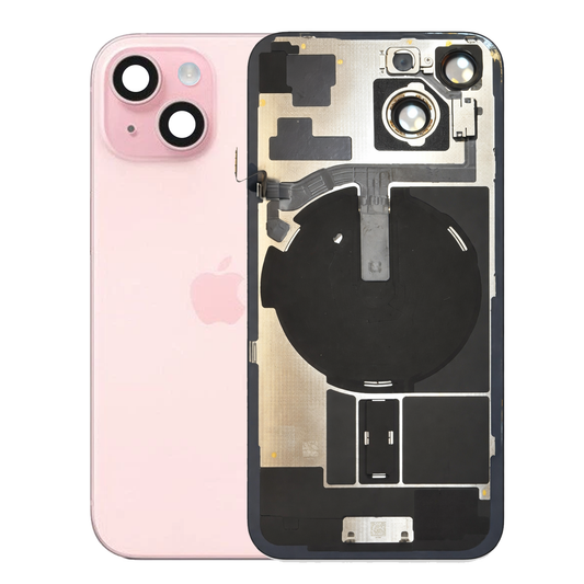 iPhone 15 Back Glass with Small Parts - Pink (Genuine Pulled)
