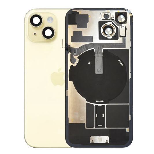 iPhone 15 Back Glass with Small Parts - Yellow (Genuine Pulled)