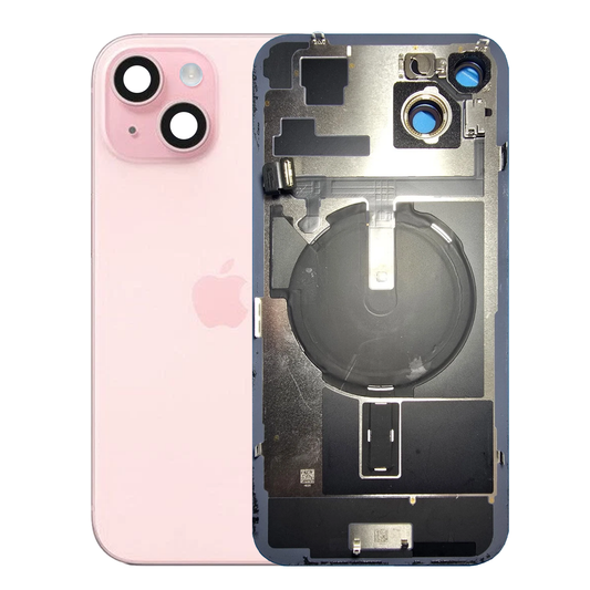 iPhone 15 Plus Back Glass with Small Parts - Pink (Genuine Pulled)