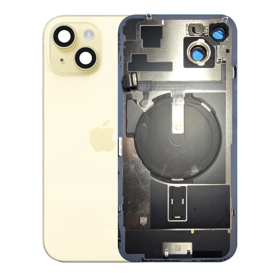 iPhone 15 Plus Back Glass with Small Parts - Yellow (Genuine Pulled)