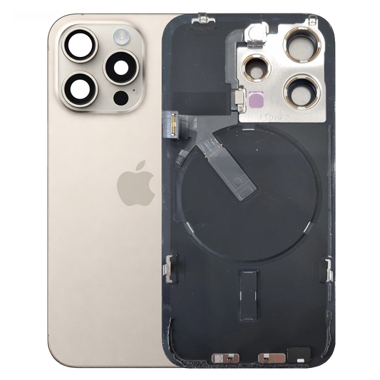 iPhone 15 Pro Back Glass with Small Parts - Natural Titanium (Genuine Pulled)