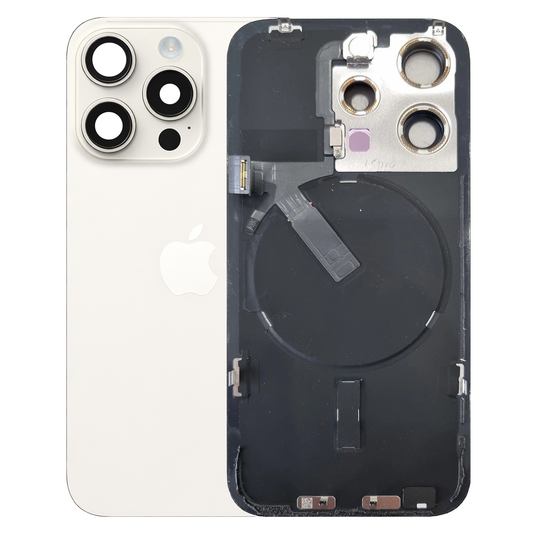 iPhone 15 Pro Back Glass with Small Parts - White Titanium (Genuine Pulled)