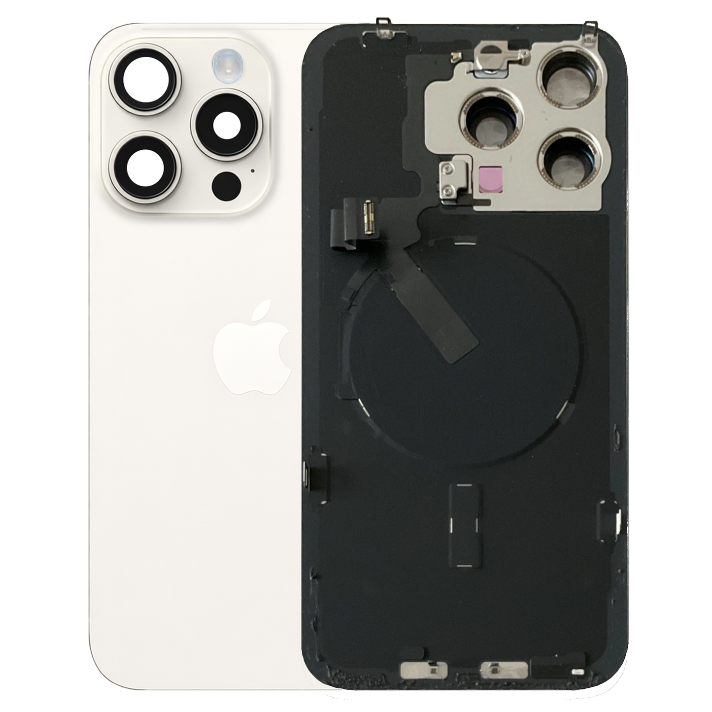 iPhone 15 Pro Max Back Glass with Small Parts - White Titanium (Genuine Pulled)
