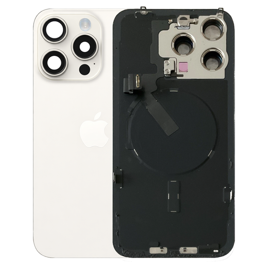 iPhone 15 Pro Max Back Glass with Small Parts - White Titanium (Genuine Pulled)