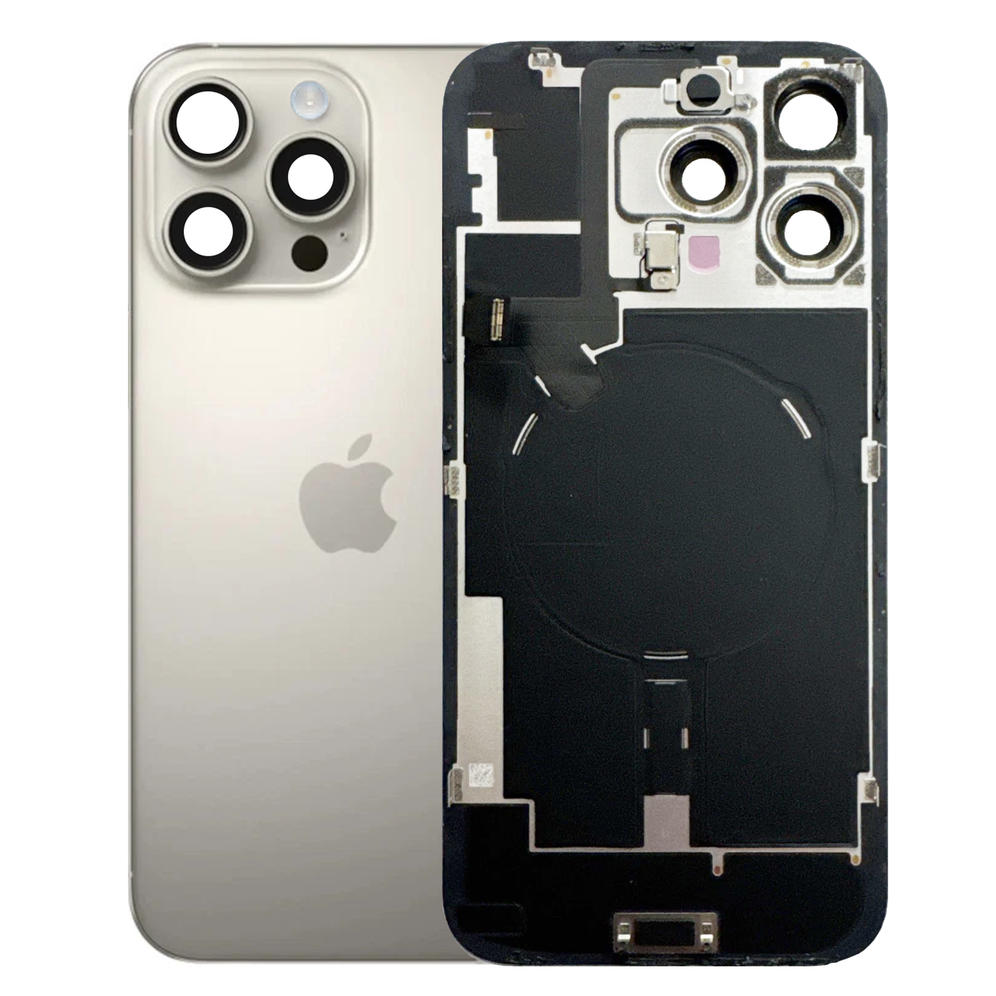 iPhone 16 Pro Max Back Glass with Small Parts - Natural Titanium (Genuine Pulled)