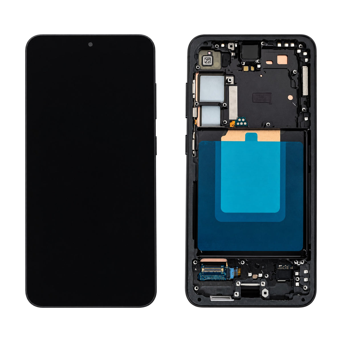 Samsung Galaxy S24 SM-S921B assembled genuine OLED display with onyx black frame GH82-33287A - front and rear