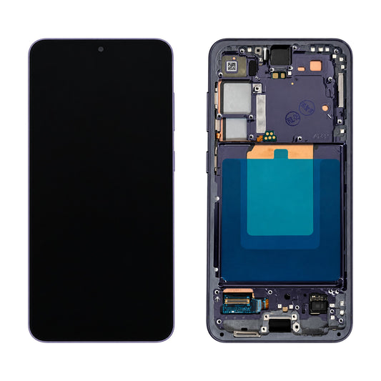 Samsung Galaxy S24 SM-S921B assembled genuine OLED display with cobalt violet frame GH82-33287C - front and rear