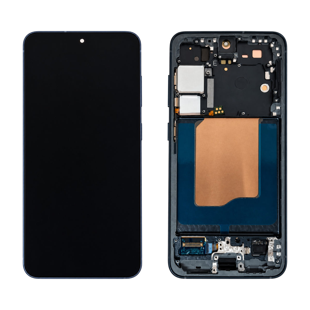 Samsung Galaxy S25 SM-S931B assembled genuine OLED display with blue / black frame GH82-36329E - front and rear