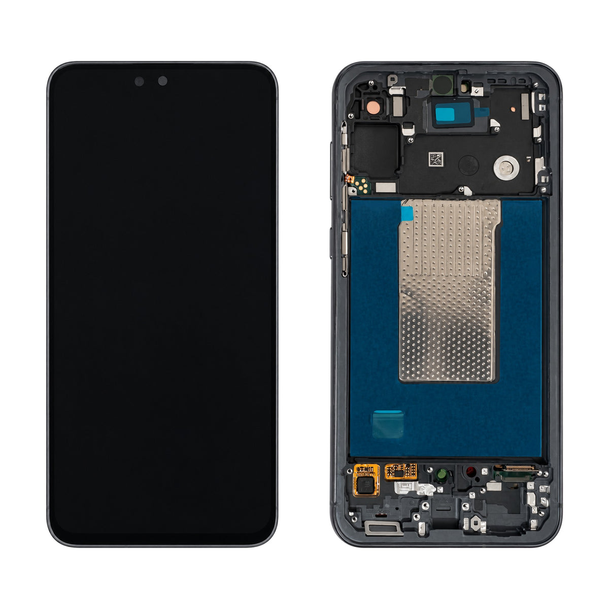 Samsung Galaxy A56 5G SM-A566B assembled genuine OLED display with black / graphite frame GH82-36829A - front and rear