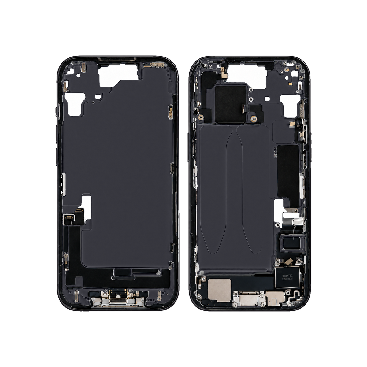 Mid-Frame Housing With Charging Port for Apple iPhone 15 (Genuine Pulled Grade A/B) - Black