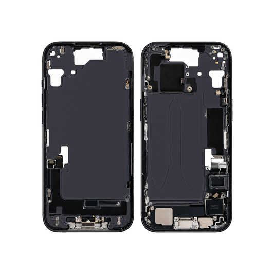 Mid-Frame Housing With Charging Port for Apple iPhone 15 (Genuine Pulled Grade A/B) - Black