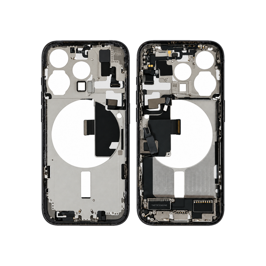 Mid-Frame Housing With Charging Port for Apple iPhone 15 Pro (Genuine Pulled Grade A/B) - Black Titanium