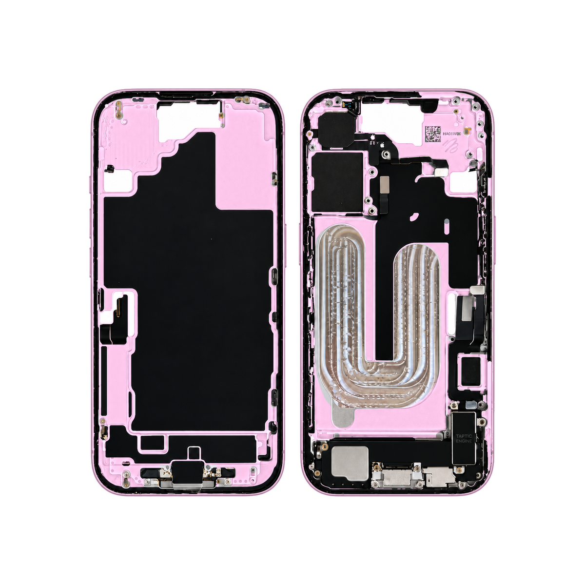 Mid-Frame Housing With Charging Port for Apple iPhone 16 (Genuine Pulled Grade A/B) - Pink