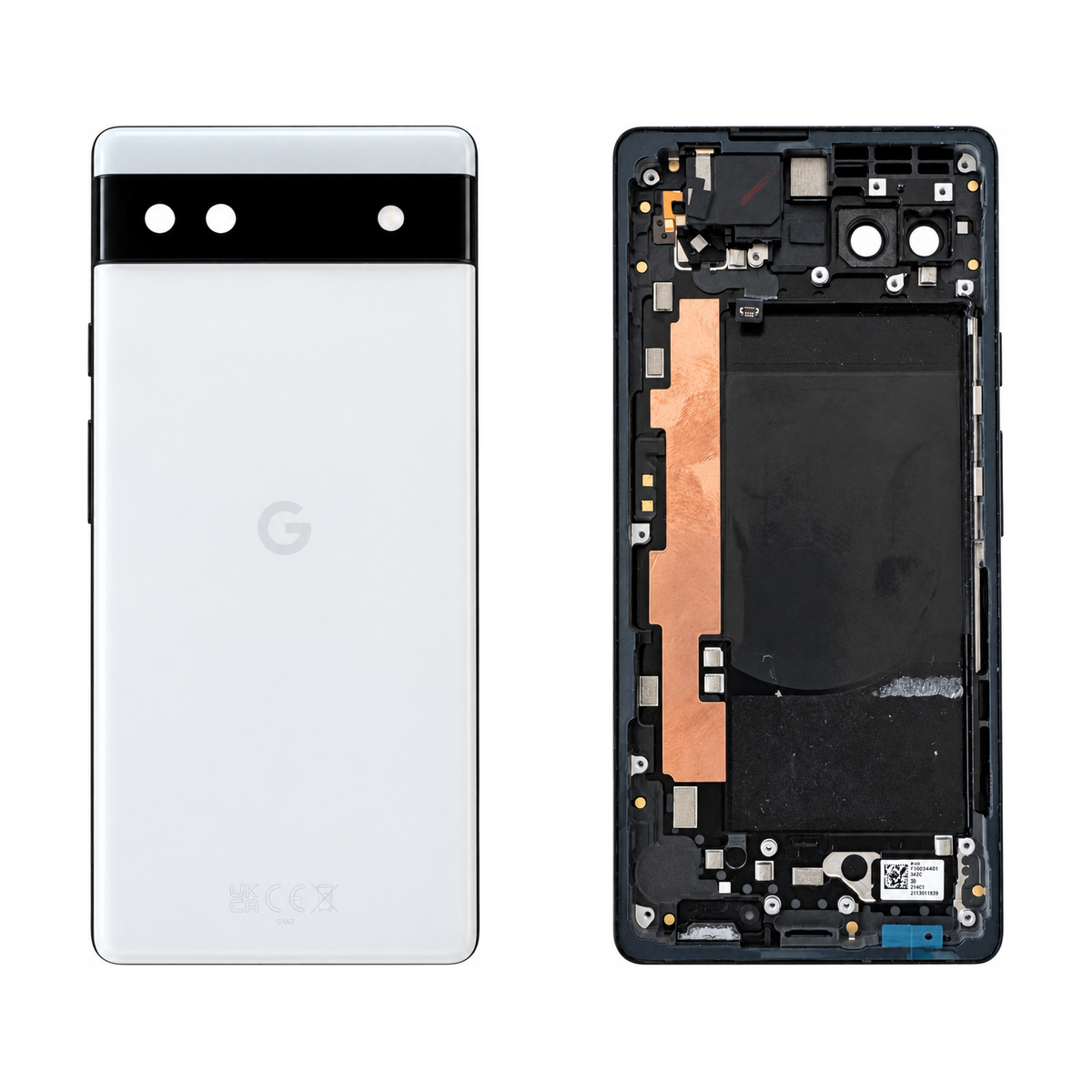 Back Cover for Google Pixel 6a - Chalk (Genuine Pulled Grade A/B) - front and rear views