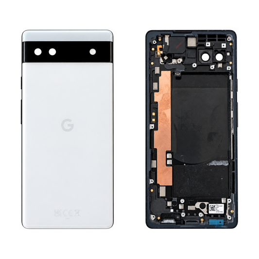 Back Cover for Google Pixel 6a - Chalk (Genuine Pulled Grade A/B) - front and rear views