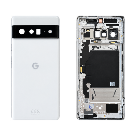Back Glass for Google Pixel 6 Pro - Cloudy White (Genuine Pulled Grade A/B) - front and rear views