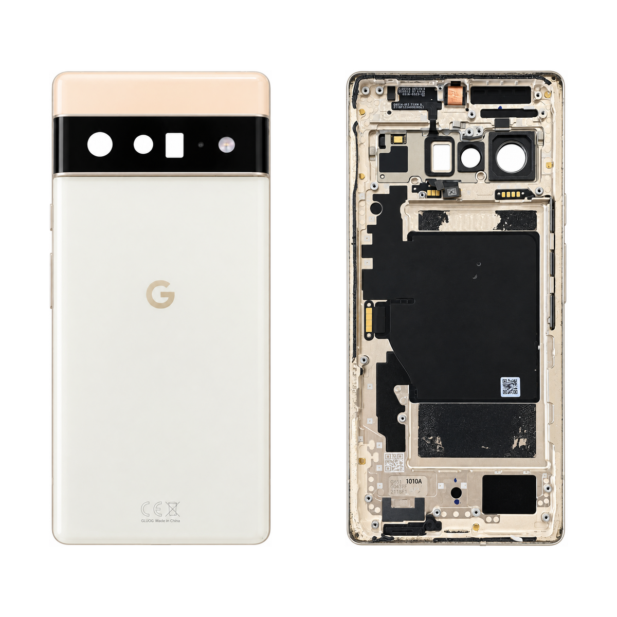 Back Glass for Google Pixel 6 Pro - Sorta Sunny (Genuine Pulled Grade A/B) - front and rear views