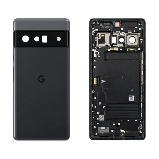 Back Glass for Google Pixel 6 Pro - Stormy Black (Genuine Pulled Grade A/B) - front and rear views