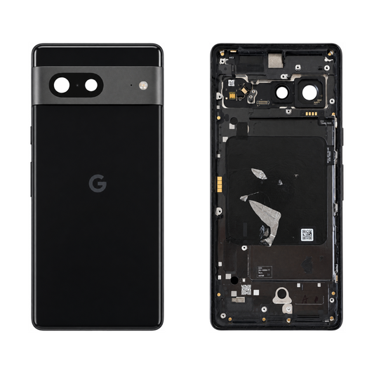 Back Glass for Google Pixel 7 - Obsidian (Genuine Pulled Grade A/B) - front and rear views