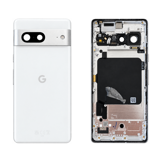 Back Glass for Google Pixel 7 - Snow (Genuine Pulled Grade A/B) - front and rear views