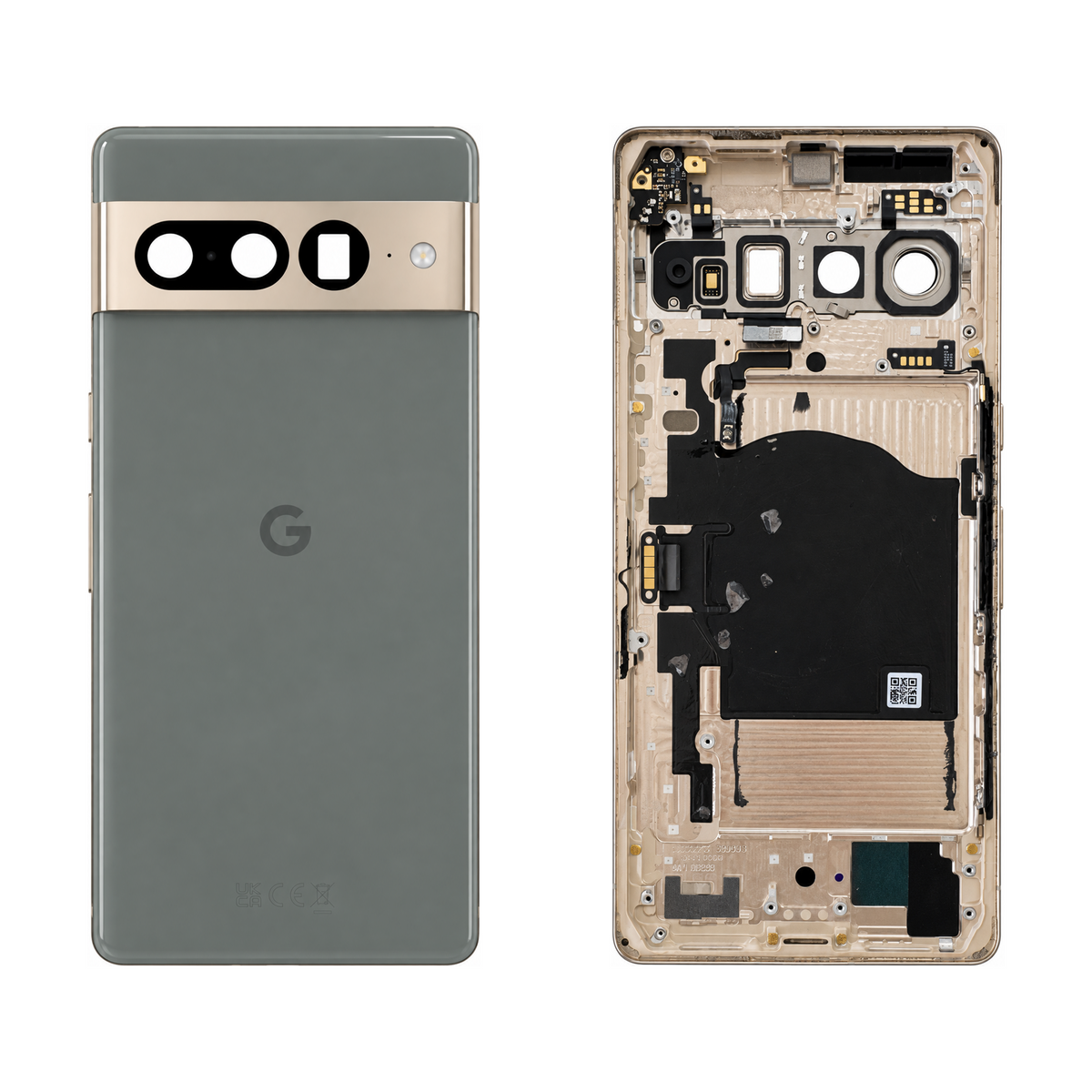 Back Glass for Google Pixel 7 Pro - Hazel (Genuine Pulled Grade A/B) - front and rear views