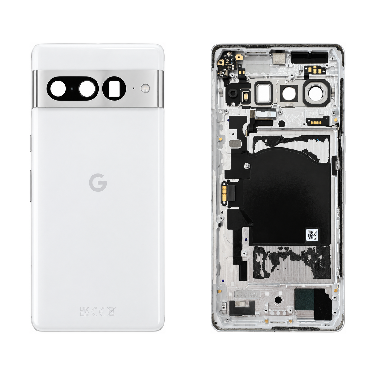 Back Glass for Google Pixel 7 Pro - Snow (Genuine Pulled Grade A/B) - front and rear views