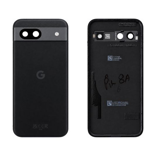 Back Cover for Google Pixel 8a - Obsidian (Genuine Pulled Grade A/B) - front and rear views