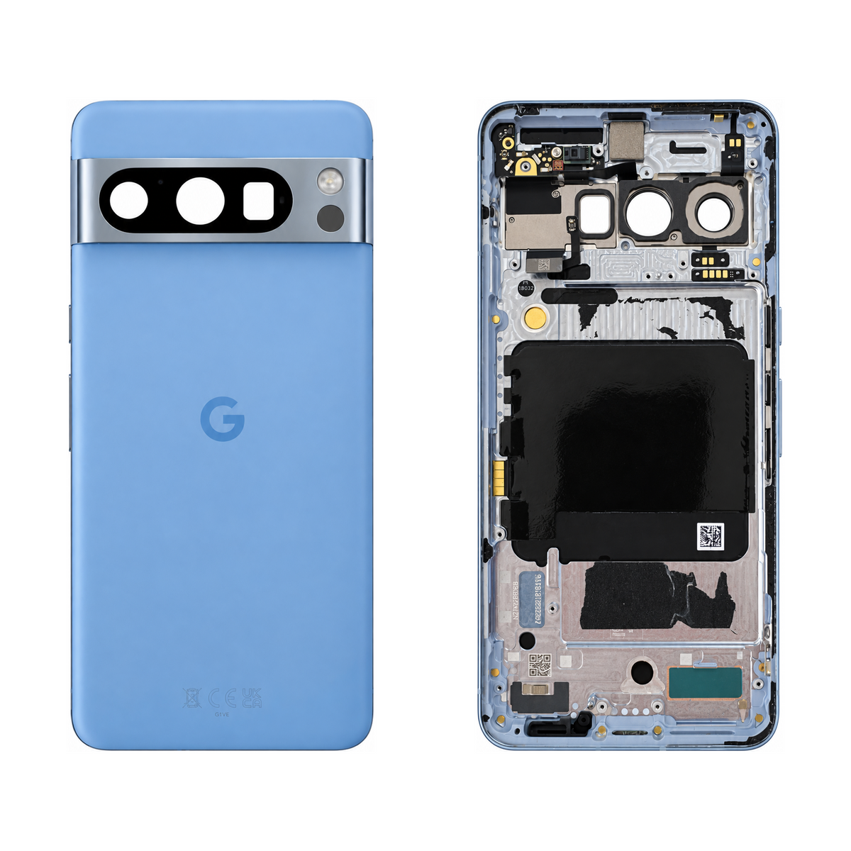 Back Glass for Google Pixel 8 Pro - Bay (Genuine Pulled Grade A/B) - front and rear views