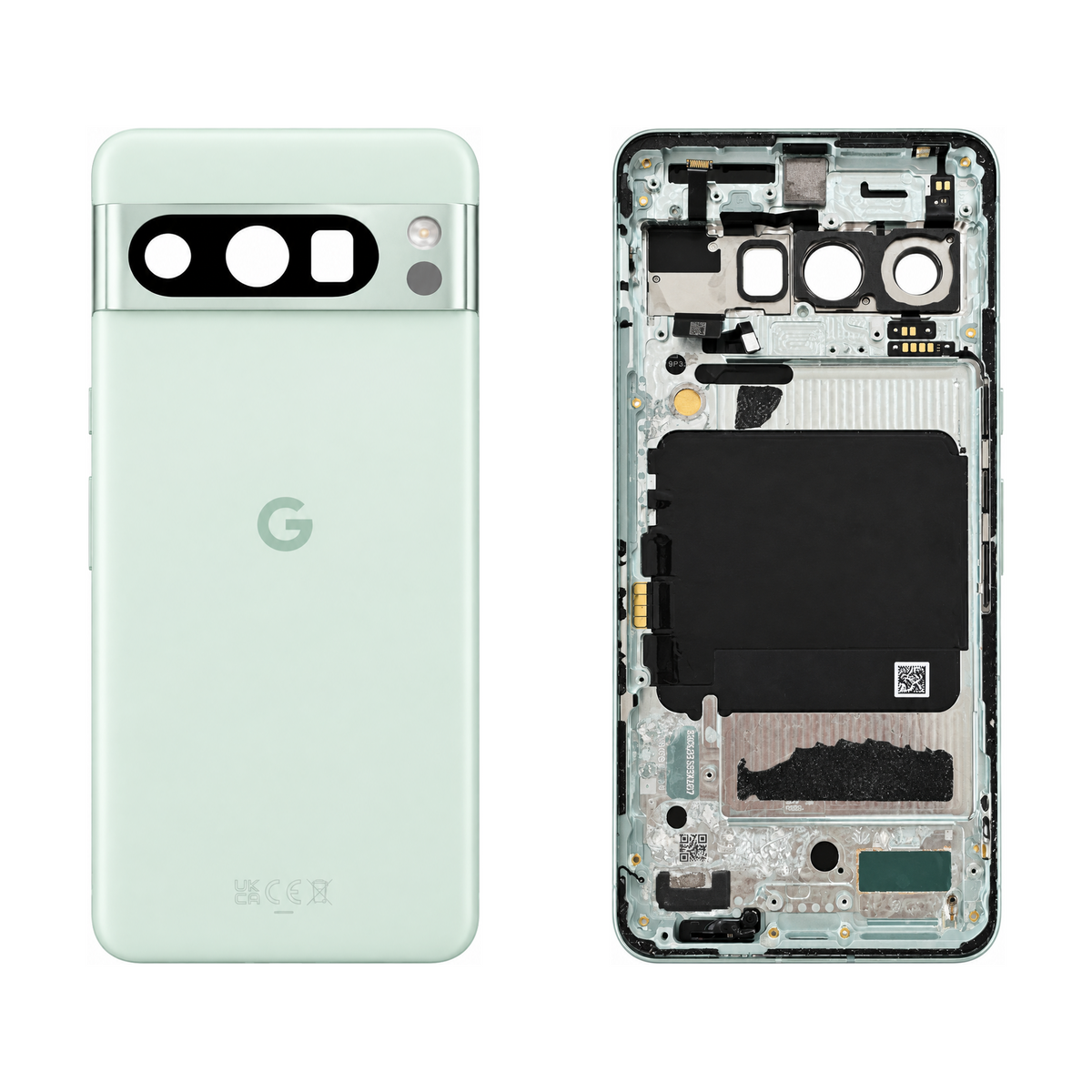 Back Glass for Google Pixel 8 Pro - Mint (Genuine Pulled Grade A/B) - front and rear views
