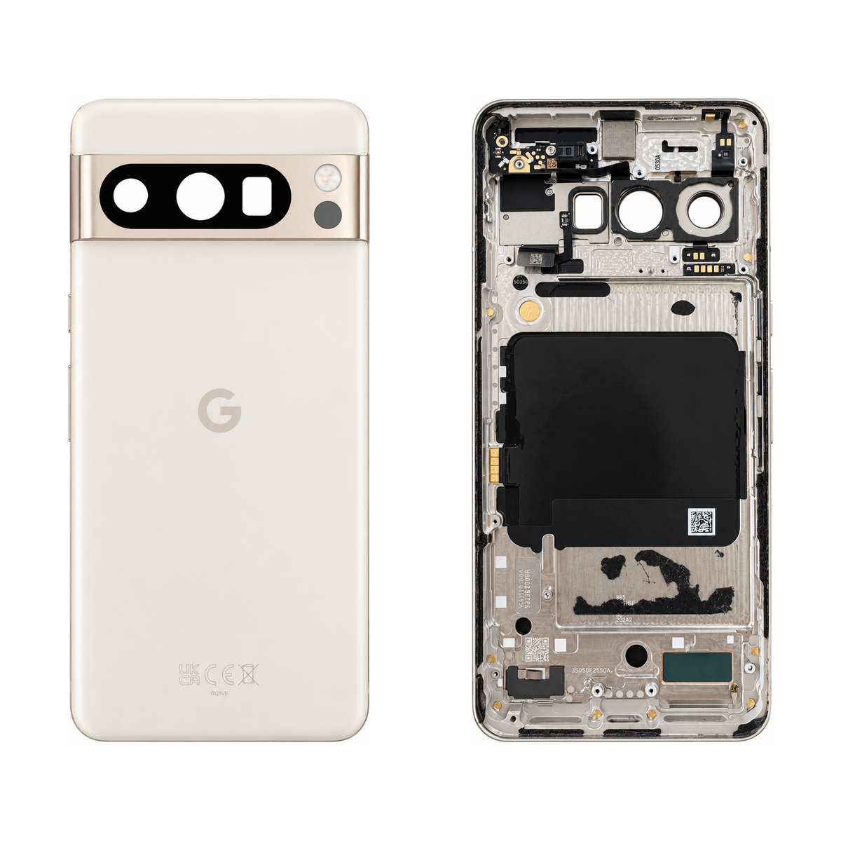 Back Glass for Google Pixel 8 Pro - Porcelain (Genuine Pulled Grade A/B) - front and rear views