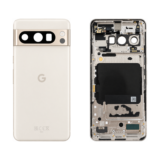 Back Glass for Google Pixel 8 Pro - Porcelain (Genuine Pulled Grade A/B) - front and rear views