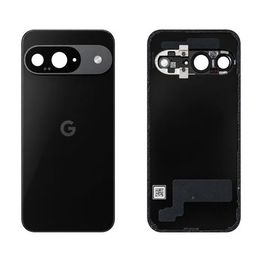 Back Glass for Google Pixel 9 - Obsidian (Genuine Pulled Grade A/B) - front and rear views